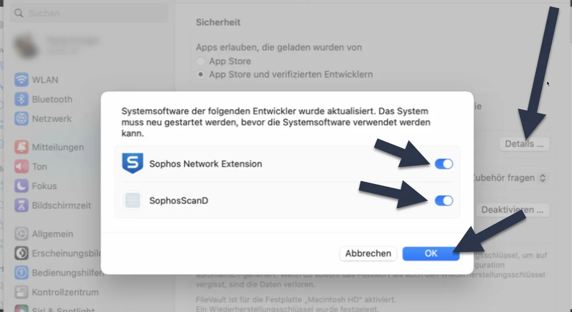 Sophos Endpoint richtig installieren: Aktivieren Sie die Schalter